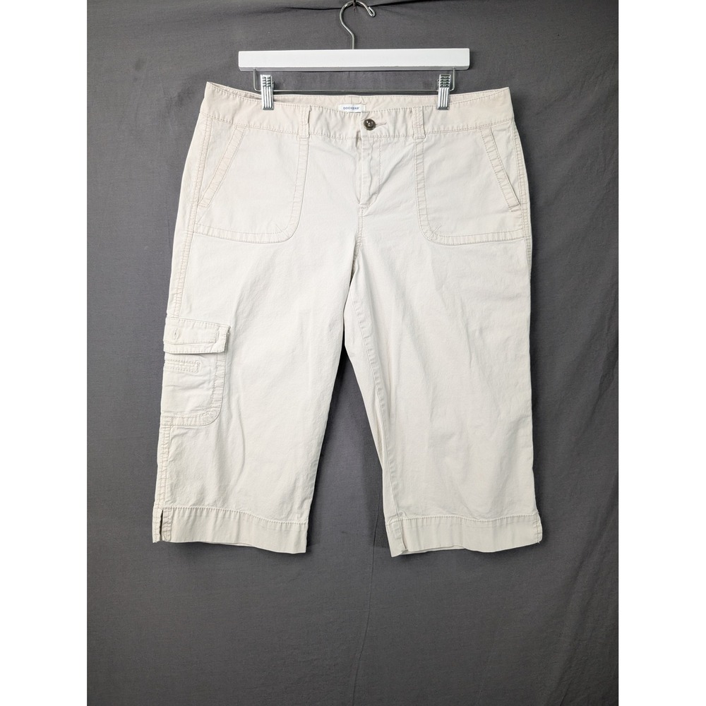 Dockers Womens Khaki Cotton Stretch Cargo Capri Pants Size 16 Utility Casual